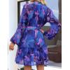 ZESICA Womens Spring Summer Floral Mini Dress Long Sleeve Button Chiffon A Line Swing Short Wedding Guest Party Dresses(Royal Blue)