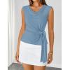 ZESICA Women’s Summer Business Casual Tank Tops 2026 Cowl Neck Sleeveless Knit Slim Shirts Spring Work Dressy Blouses(Haze Blue)