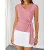 ZESICA Women’s Summer Business Casual Tank Tops 2026 Cowl Neck Sleeveless Knit Slim Shirts Spring Work Dressy Blouses(Pink)