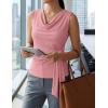 ZESICA Women’s Summer Business Casual Tank Tops 2026 Cowl Neck Sleeveless Knit Slim Shirts Spring Work Dressy Blouses(Pink)