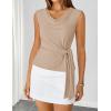 ZESICA Women’s Summer Business Casual Tank Tops 2026 Cowl Neck Sleeveless Knit Slim Shirts Spring Work Dressy Blouses(Sand)