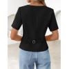 ZESICA Women’s Trendy Vests Top 2026 Spring Summer Square Neck Short Sleeve Blazer Button Down Crop Casual Work Blouse(Black)