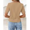 ZESICA Women’s Trendy Vests Top 2026 Spring Summer Square Neck Short Sleeve Blazer Button Down Crop Casual Work Blouse(Khaki)