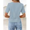 ZESICA Women’s Trendy Vests Top 2026 Spring Summer Square Neck Short Sleeve Blazer Button Down Crop Casual Work Blouse(Light Blue)