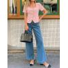 ZESICA Women’s Trendy Vests Top 2026 Spring Summer Square Neck Short Sleeve Blazer Button Down Crop Casual Work Blouse(Light Pink)