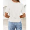 ZESICA Women’s Trendy Vests Top 2026 Spring Summer Square Neck Short Sleeve Blazer Button Down Crop Casual Work Blouse(White)