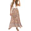 ZESICA Women’s 2026 Summer Bohemian Floral Printed Elastic Waist A Line Maxi Skirt with Pockets(Clay)