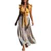 ZESICA Women’s 2026 Summer Bohemian Floral Printed Elastic Waist A Line Maxi Skirt with Pockets(Cream)