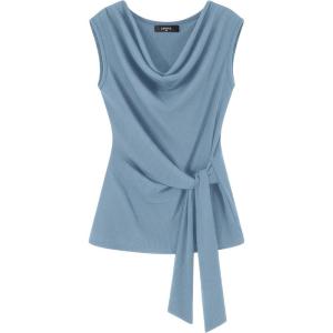 ZESICA Women’s Summer Business Casual Tank Tops 2026 Cowl Neck Sleeveless Knit Slim Shirts Spring Work Dressy Blouses(Haze Blue)
