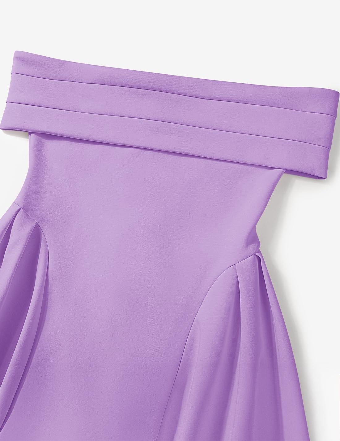 imageZESICA Cocktail Dresses for Womens Elegant Off Shoulder Short Sleeve Swing A Line Wedding Evening Party Midi DressPurple