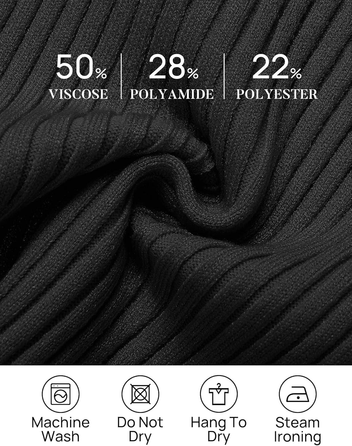 imageZESICA Womens 2025 Fall Long Sleeve Turtleneck T Shirt Ribbed Knit Sweater Slim Fit Basic Casual Tee TopsBlack