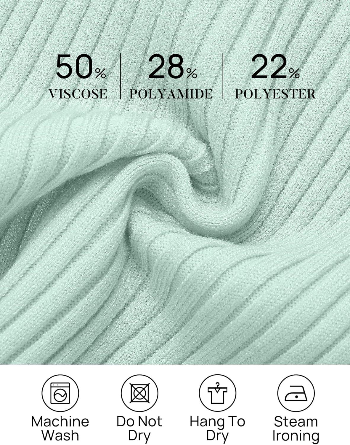 imageZESICA Womens 2025 Fall Long Sleeve Turtleneck T Shirt Ribbed Knit Sweater Slim Fit Basic Casual Tee TopsMint