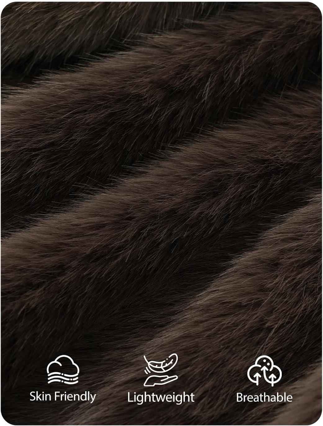 imageZESICA Womens 2026 Winter Faux Fur Coats Fluffy Cropped Jacket Long Sleeve Shaggy Outerwear Fall Clothes with PocketsBrown