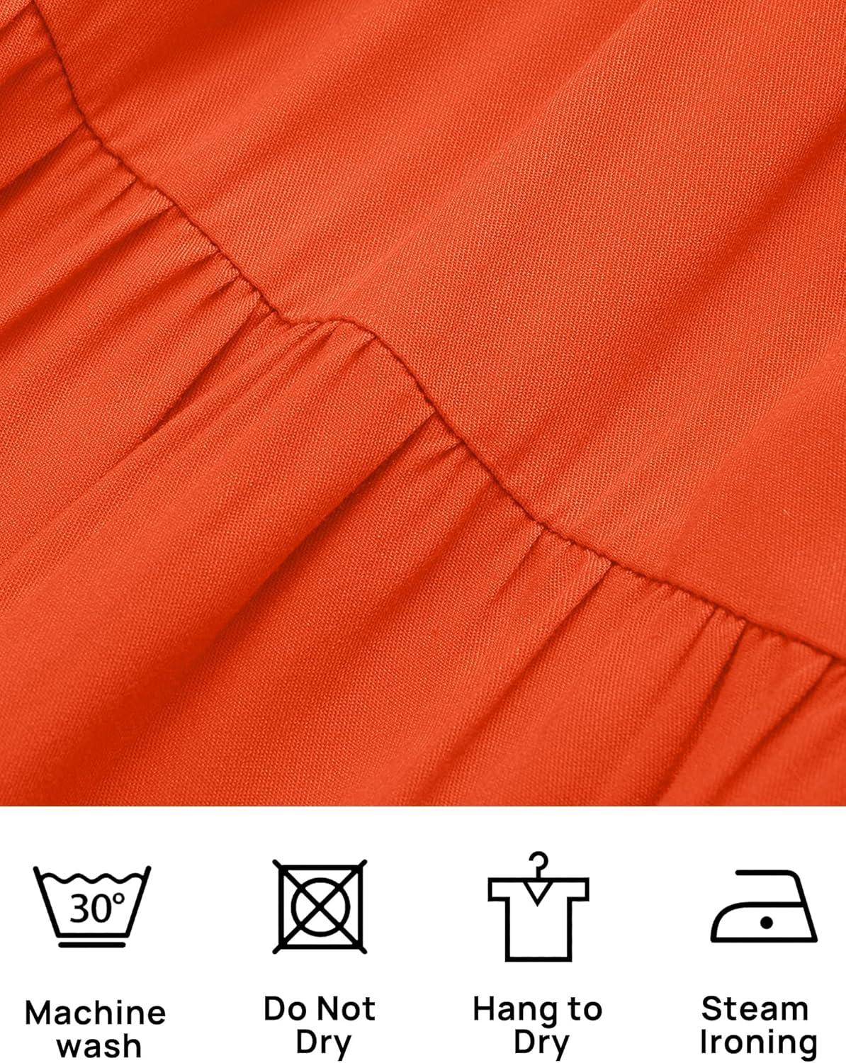imageZESICA Womens Boho 2026 Summer Square Neck Puff Sleeve Off Shoulder Smocked Tiered Casual A Line Short Mini DressOrange