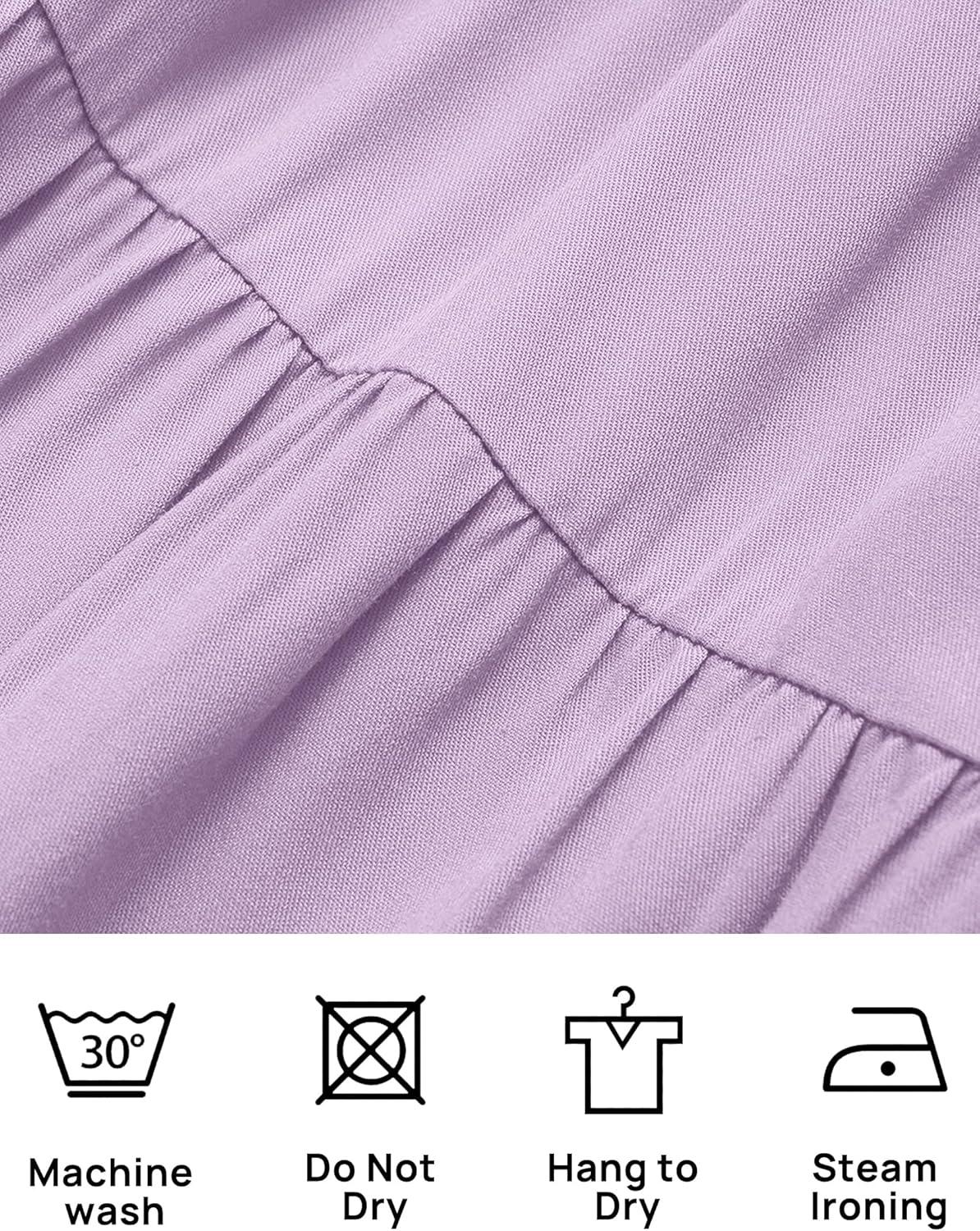 imageZESICA Womens Boho 2026 Summer Square Neck Puff Sleeve Off Shoulder Smocked Tiered Casual A Line Short Mini DressPurple