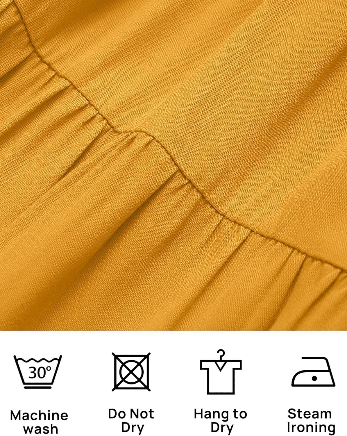 imageZESICA Womens Boho 2026 Summer Square Neck Puff Sleeve Off Shoulder Smocked Tiered Casual A Line Short Mini DressYellow