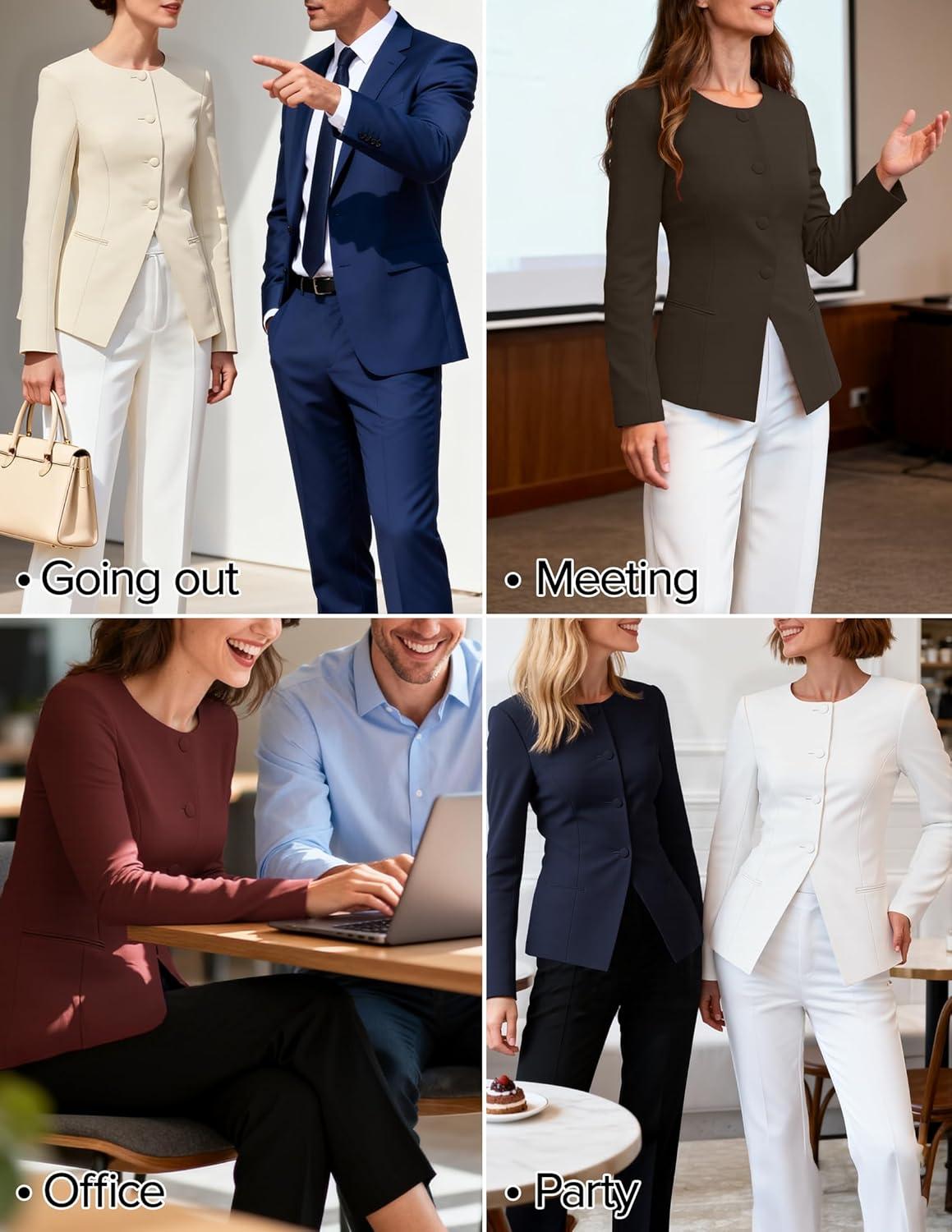 imageZESICA Womens Business Casual Blazers Fall Long Sleeve Button Suit Jackets Office Work Outfits Fitted Blazer Clothes 2026Coffee