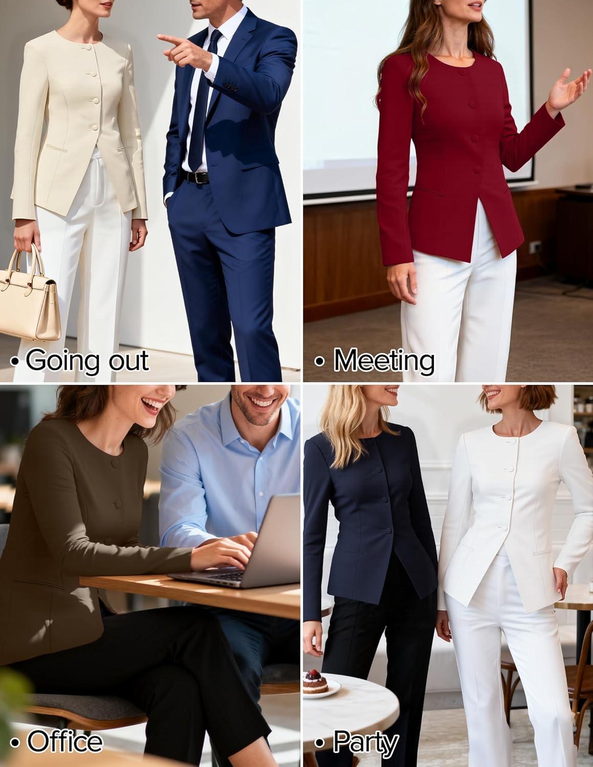 imageZESICA Womens Business Casual Blazers Fall Long Sleeve Button Suit Jackets Office Work Outfits Fitted Blazer Clothes 2026Tanbrown