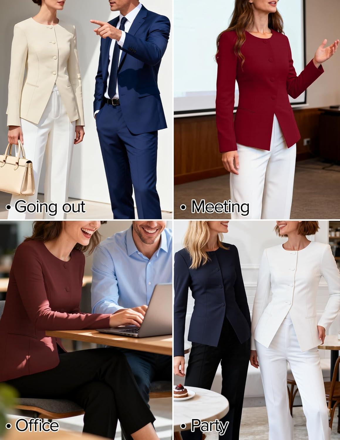 imageZESICA Womens Business Casual Blazers Fall Long Sleeve Button Suit Jackets Office Work Outfits Fitted Blazer Clothes 2026Wine