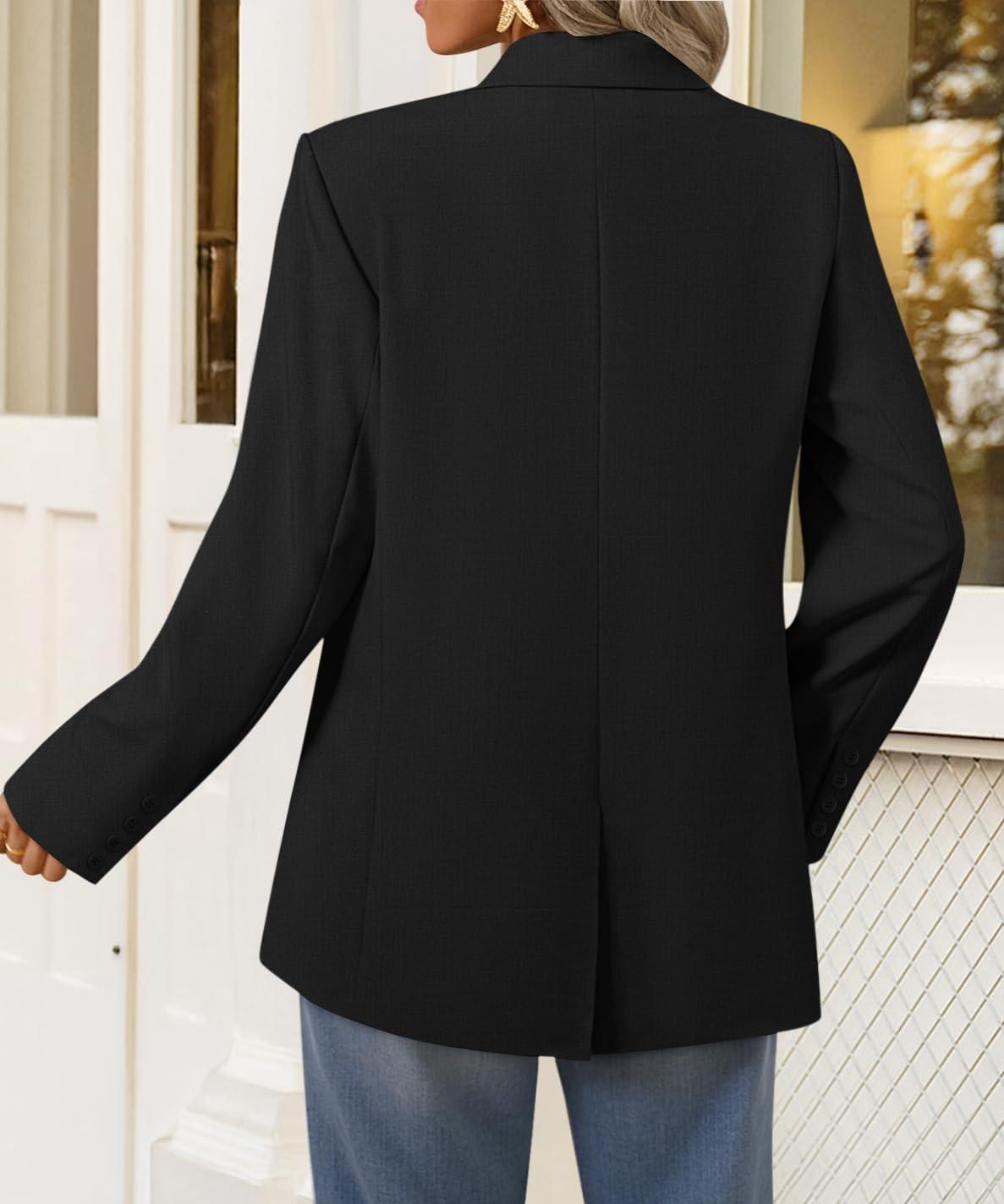 imageZESICA Womens Fall Business Casual Blazers 2026 Long Sleeve Lapel Open Front Button Work Blazer Jackets with PocketsBlack