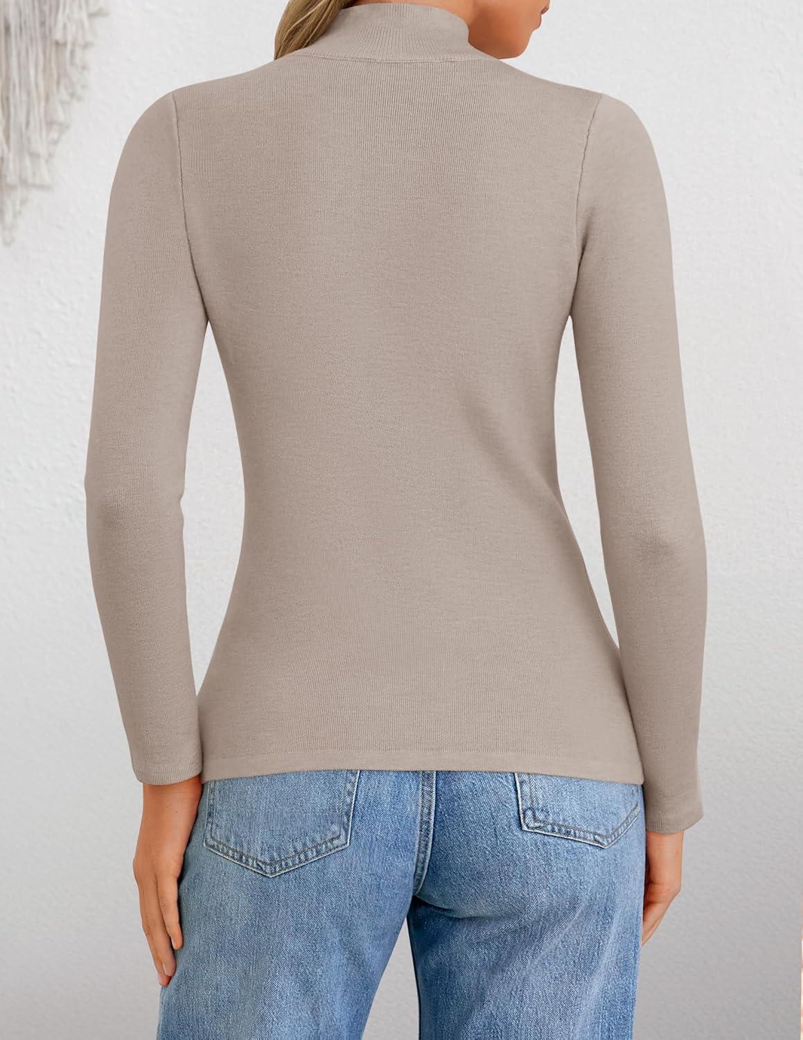 imageZESICA Womens Fleece Sherpa Lined Sweater 2026 Winter Thermal Shirts Long Sleeve Mock Neck Slim Fitted Pullover TopsOats