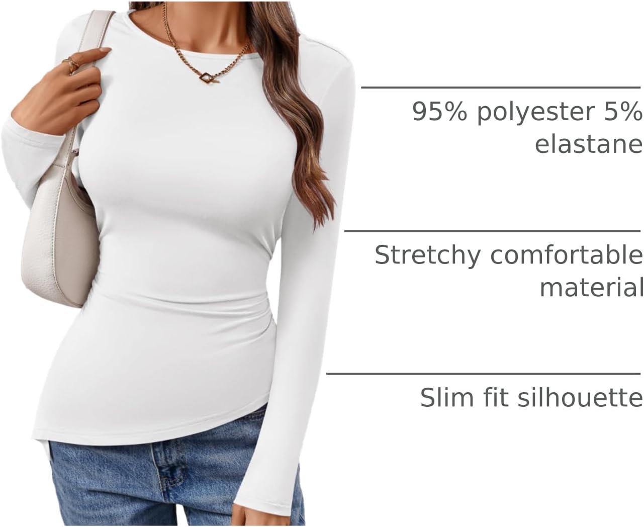 imageZESICA Womens Floral Long Sleeve Shirts 2026 Spring Boat Neck Mesh Ruched Tops Fitted Asymmetrical Going Out BlousesIvory