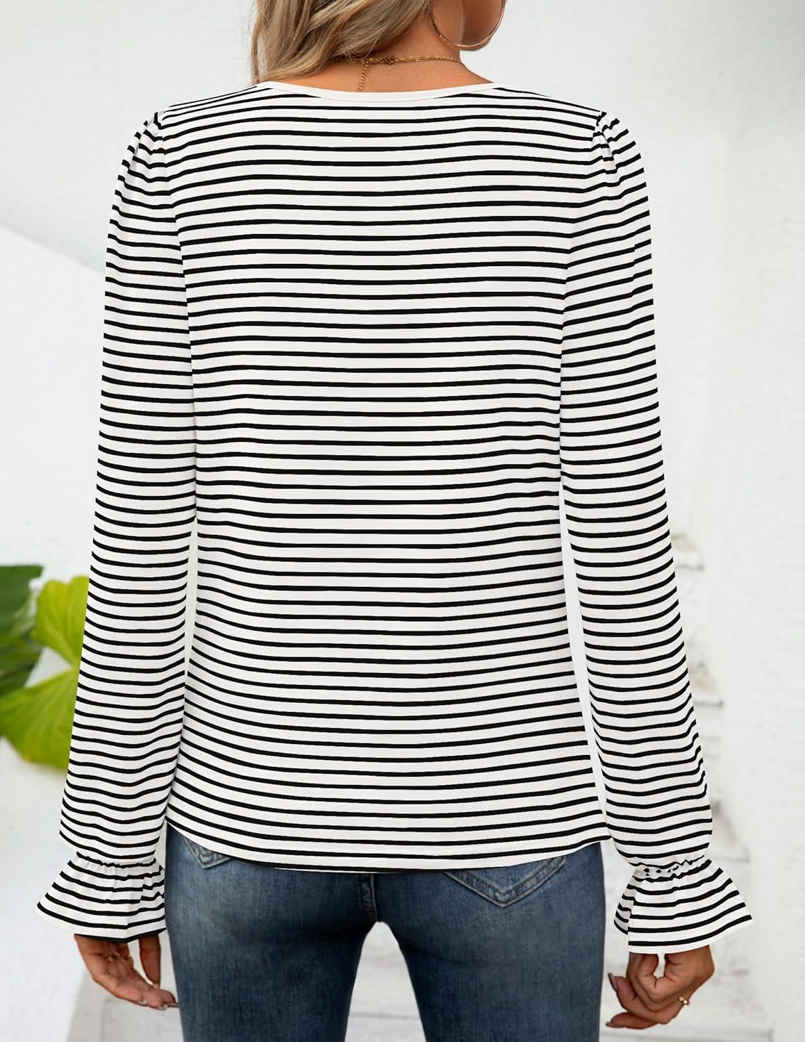 imageZESICA Womens Square Neck Tops Puff Long Sleeve Shirts Fall Fashion 2026 ClothesWhite