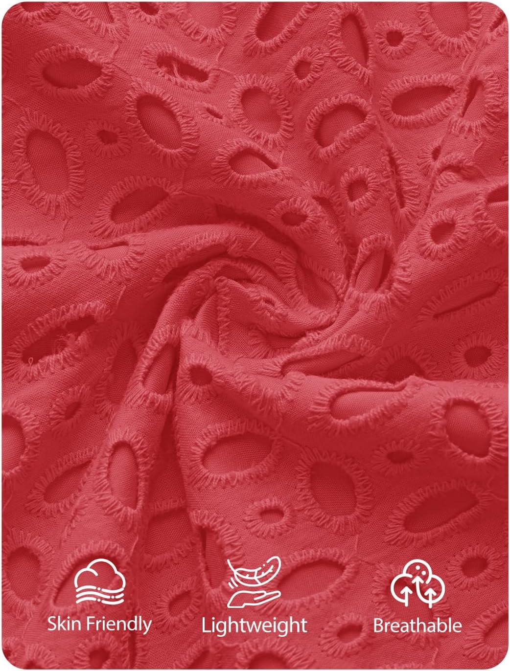imageZESICA Womens Summer Flutter Short Sleeve Mini Dress 2026 V Neck Hollow Out Eyelet A Line Swing Beach Short SundressWatermelon