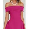 ZESICA Cocktail Dresses for Women’s Elegant Off Shoulder Short Sleeve Swing A Line Wedding Evening Party Midi Dress(Rose)