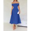 ZESICA Cocktail Dresses for Women’s Elegant Off Shoulder Short Sleeve Swing A Line Wedding Evening Party Midi Dress(Royalblue)