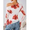 ZESICA Floral Mesh Off Shoulder Long Sleeve Tops for Women 2026 Y2k Double Lined Sheer Spring Going Out Shirts(White)