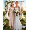 ZESICA Summer Dresses for Women 2026 Elegant Classy Square Neck Short Sleeve Flowy Cocktail Party Midi Dress(Apricot)
