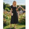 ZESICA Summer Dresses for Women 2026 Elegant Classy Square Neck Short Sleeve Flowy Cocktail Party Midi Dress(Black)