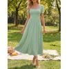 ZESICA Summer Dresses for Women 2026 Elegant Classy Square Neck Short Sleeve Flowy Cocktail Party Midi Dress(Light Green)