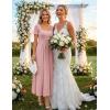 ZESICA Summer Dresses for Women 2026 Elegant Classy Square Neck Short Sleeve Flowy Cocktail Party Midi Dress(Pink)