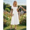 ZESICA Summer Dresses for Women 2026 Elegant Classy Square Neck Short Sleeve Flowy Cocktail Party Midi Dress(White)