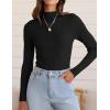 ZESICA Women’s 2025 Fall Long Sleeve Turtleneck T Shirt Ribbed Knit Sweater Slim Fit Basic Casual Tee Tops(Black)