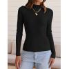 ZESICA Women’s 2025 Fall Long Sleeve Turtleneck T Shirt Ribbed Knit Sweater Slim Fit Basic Casual Tee Tops(Black)