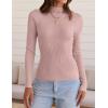 ZESICA Women’s 2025 Fall Long Sleeve Turtleneck T Shirt Ribbed Knit Sweater Slim Fit Basic Casual Tee Tops(Dusty Pink)