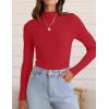 ZESICA Women’s 2025 Fall Long Sleeve Turtleneck T Shirt Ribbed Knit Sweater Slim Fit Basic Casual Tee Tops(Red)