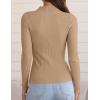 ZESICA Women’s 2025 Fall Long Sleeve Turtleneck T Shirt Ribbed Knit Sweater Slim Fit Basic Casual Tee Tops(Toffee)
