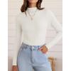 ZESICA Women’s 2025 Fall Long Sleeve Turtleneck T Shirt Ribbed Knit Sweater Slim Fit Basic Casual Tee Tops(White)