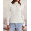 ZESICA Women’s 2025 Fall Long Sleeve Turtleneck T Shirt Ribbed Knit Sweater Slim Fit Basic Casual Tee Tops(White)