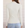ZESICA Women’s 2025 Fall Long Sleeve Turtleneck T Shirt Ribbed Knit Sweater Slim Fit Basic Casual Tee Tops(White)