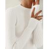 ZESICA Women’s 2025 Fall Long Sleeve Turtleneck T Shirt Ribbed Knit Sweater Slim Fit Basic Casual Tee Tops(White)