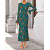 ZESICA Women’s 2026 Bell Long Sleeve Floral Maxi Dress Spring Fashion Bodycon Mesh Wedding Guest Cocktail Party Dresses(Darkgreen)