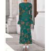 ZESICA Women’s 2026 Bell Long Sleeve Floral Maxi Dress Spring Fashion Bodycon Mesh Wedding Guest Cocktail Party Dresses(Darkgreen)