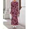 ZESICA Women’s 2026 Bell Long Sleeve Floral Maxi Dress Spring Fashion Bodycon Mesh Wedding Guest Cocktail Party Dresses(Greypink)