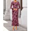 ZESICA Women’s 2026 Bell Long Sleeve Floral Maxi Dress Spring Fashion Bodycon Mesh Wedding Guest Cocktail Party Dresses(Greypink)