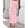 ZESICA Women’s 2026 Bell Long Sleeve Floral Maxi Dress Spring Fashion Bodycon Mesh Wedding Guest Cocktail Party Dresses(Pink)